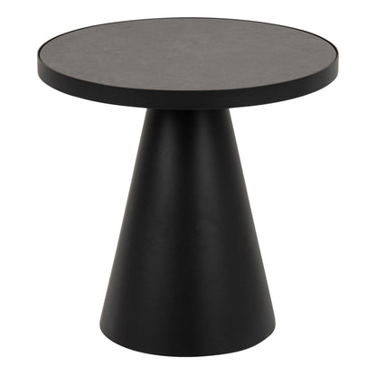Hamburg Round Black Ceramic Coffee Table with Conical Steel Base
