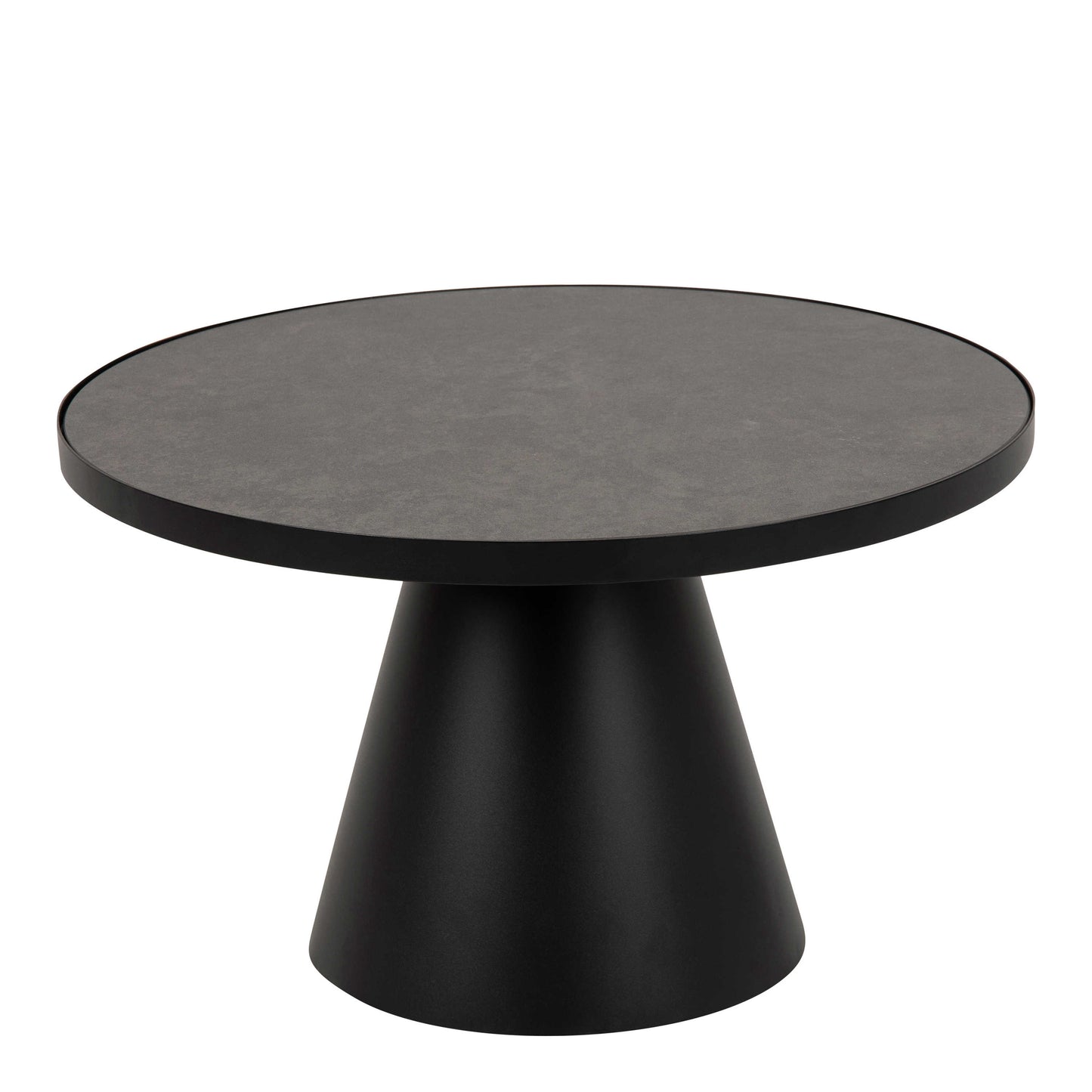 Hamburg Round Black Ceramic Coffee Table with Steel Pillar Base