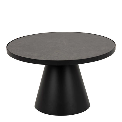 Hamburg Round Black Ceramic Coffee Table with Steel Pillar Base