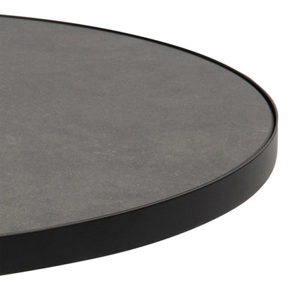 Hamburg Round Black Ceramic Coffee Table with Steel Pillar Base