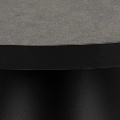 Hamburg Round Black Ceramic Coffee Table with Steel Pillar Base