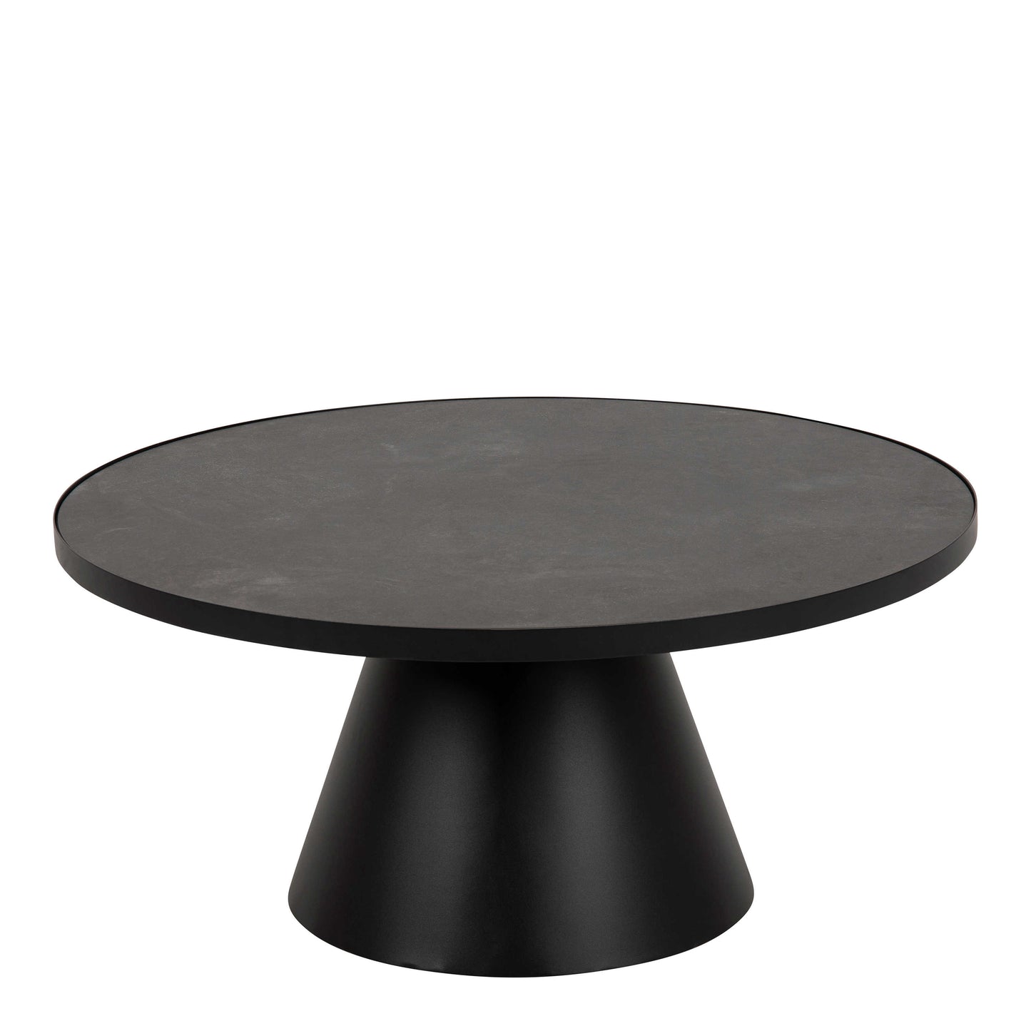 Hamburg Round Black Ceramic Coffee Table Steel Pillar Base