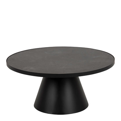 Hamburg Round Black Ceramic Coffee Table Steel Pillar Base