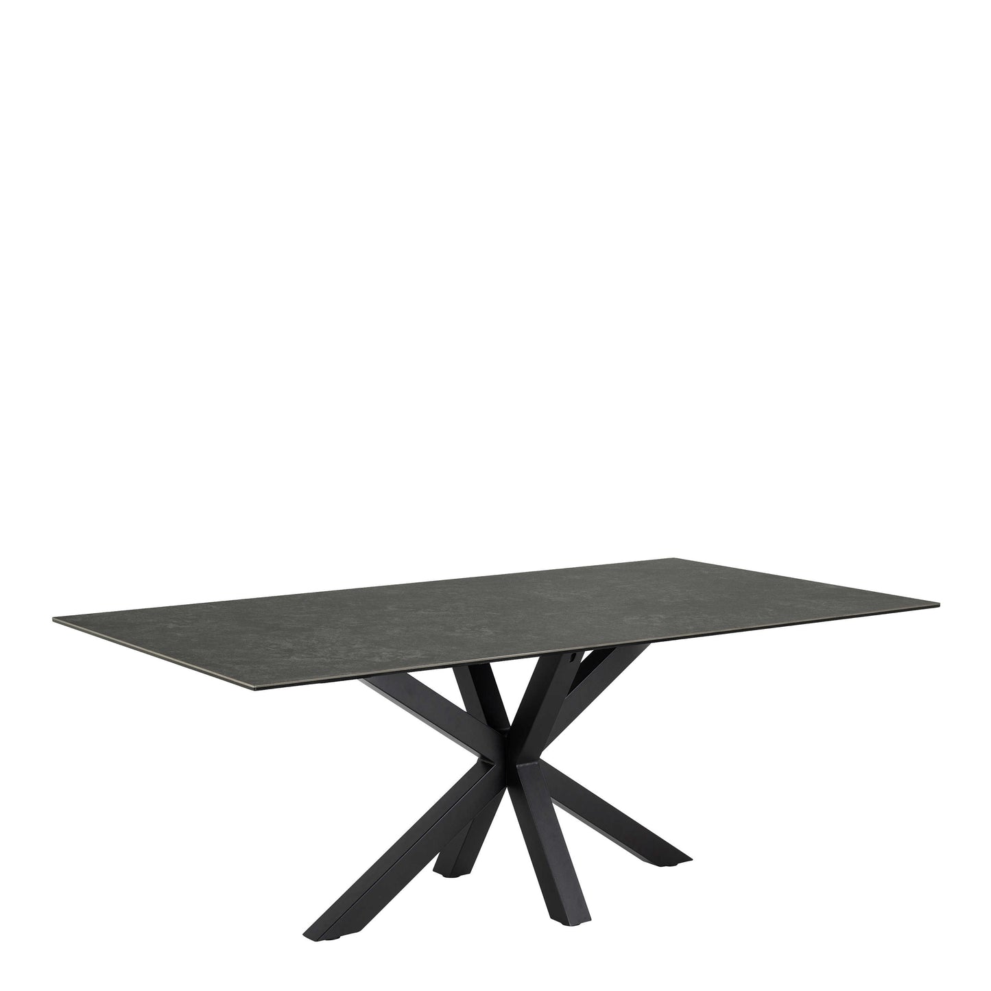 Perth 200cm Black Ceramic Rectangular Dining Table Industrial Black Metal Legs