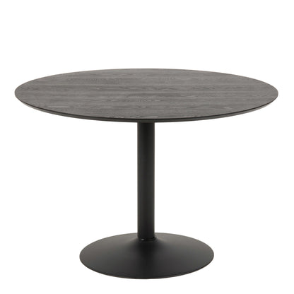 Ibiza 110cm Black Round Dining Table Black Base