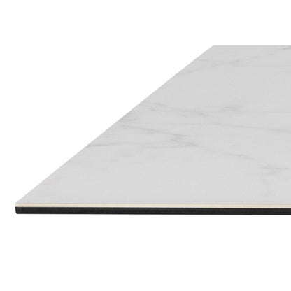 Perth 200cm White Ceramic Dining Table Industrial Black Metal Legs