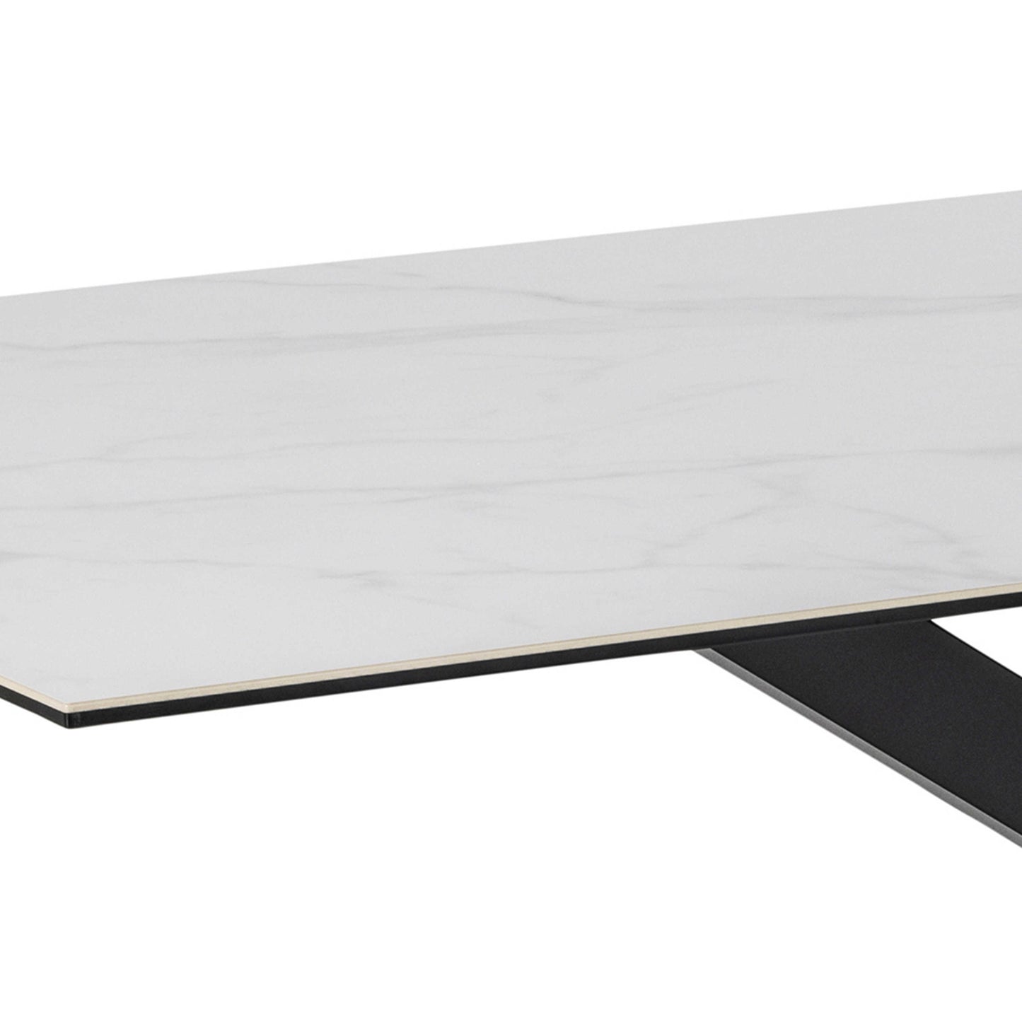 Perth 200cm White Ceramic Dining Table Industrial Black Metal Legs