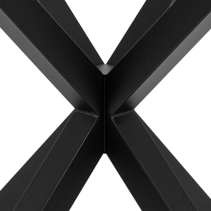 Perth 119cm Clear Glass Round Dining Table Industrial Black Metal Legs