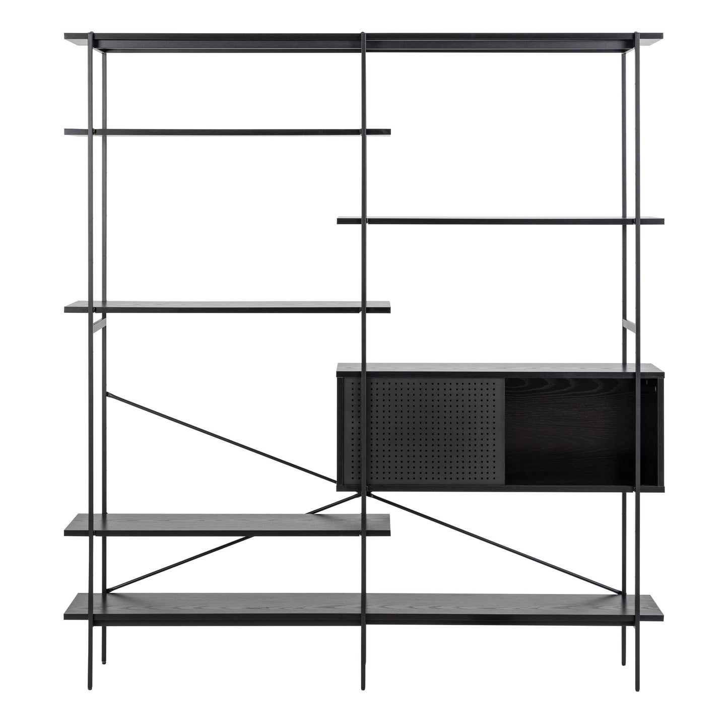 Cambridge Black Bookcase 1 Sliding Door 5 Shelves