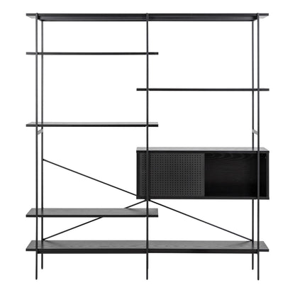 Cambridge Black Bookcase 1 Sliding Door 5 Shelves