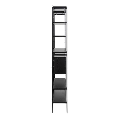 Cambridge Black Bookcase 1 Sliding Door 5 Shelves