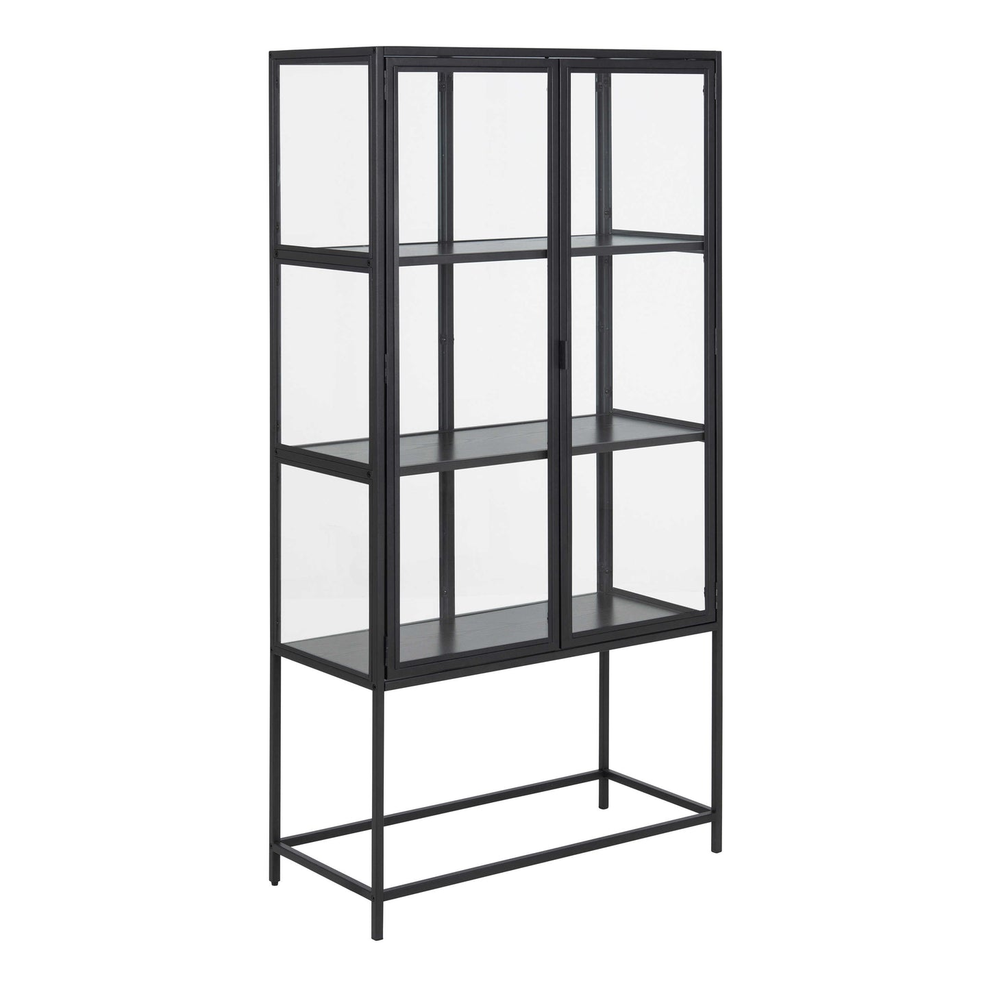 Taipei Black 2 Glass Door Display Bookcase Cabinet