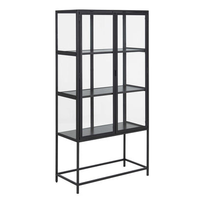Taipei Black 2 Glass Door Display Bookcase Cabinet