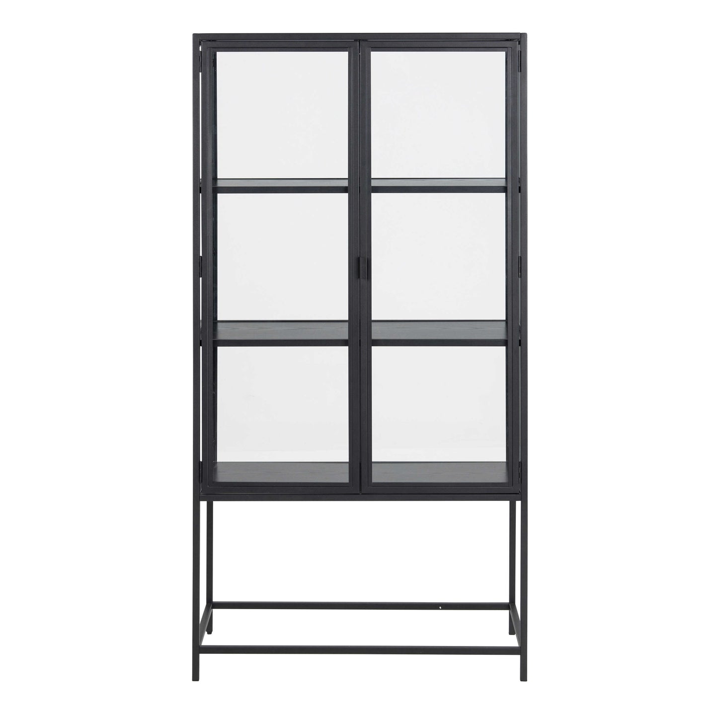 Taipei Black 2 Glass Door Display Bookcase Cabinet
