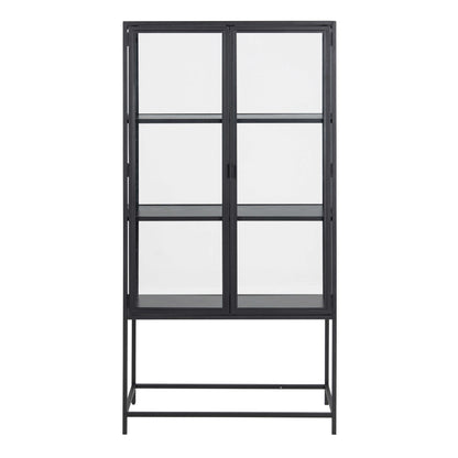 Taipei Black 2 Glass Door Display Bookcase Cabinet