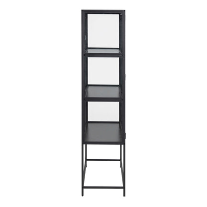 Taipei Black 2 Glass Door Display Bookcase Cabinet