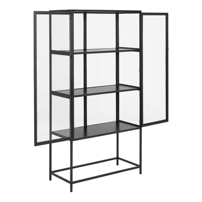 Taipei Black 2 Glass Door Display Bookcase Cabinet