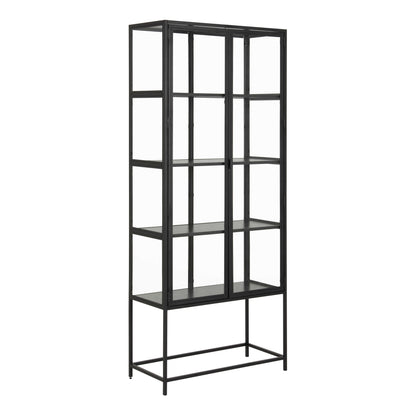 Taipei Tall Black Metal 2 Door Display Bookcase Cabinet