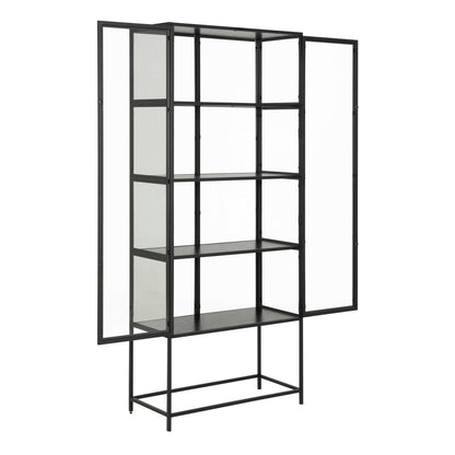 Taipei Tall Black Metal 2 Door Display Bookcase Cabinet