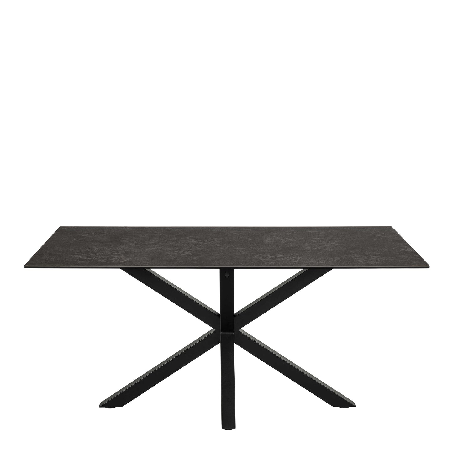 Perth 160cm 6 Seater Black Ceramic Dining Table Industrial Black Metal Legs