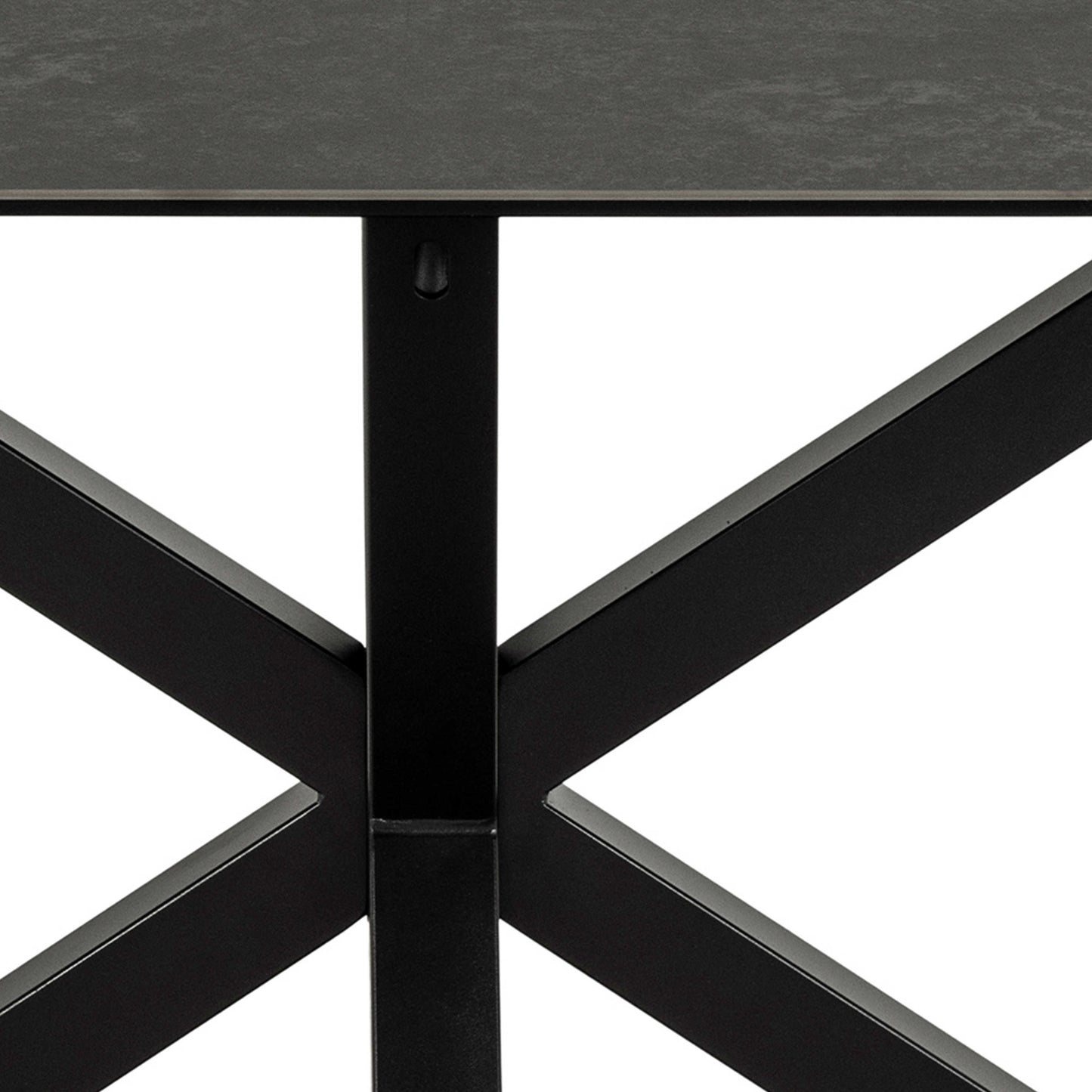 Perth 160cm 6 Seater Black Ceramic Dining Table Industrial Black Metal Legs