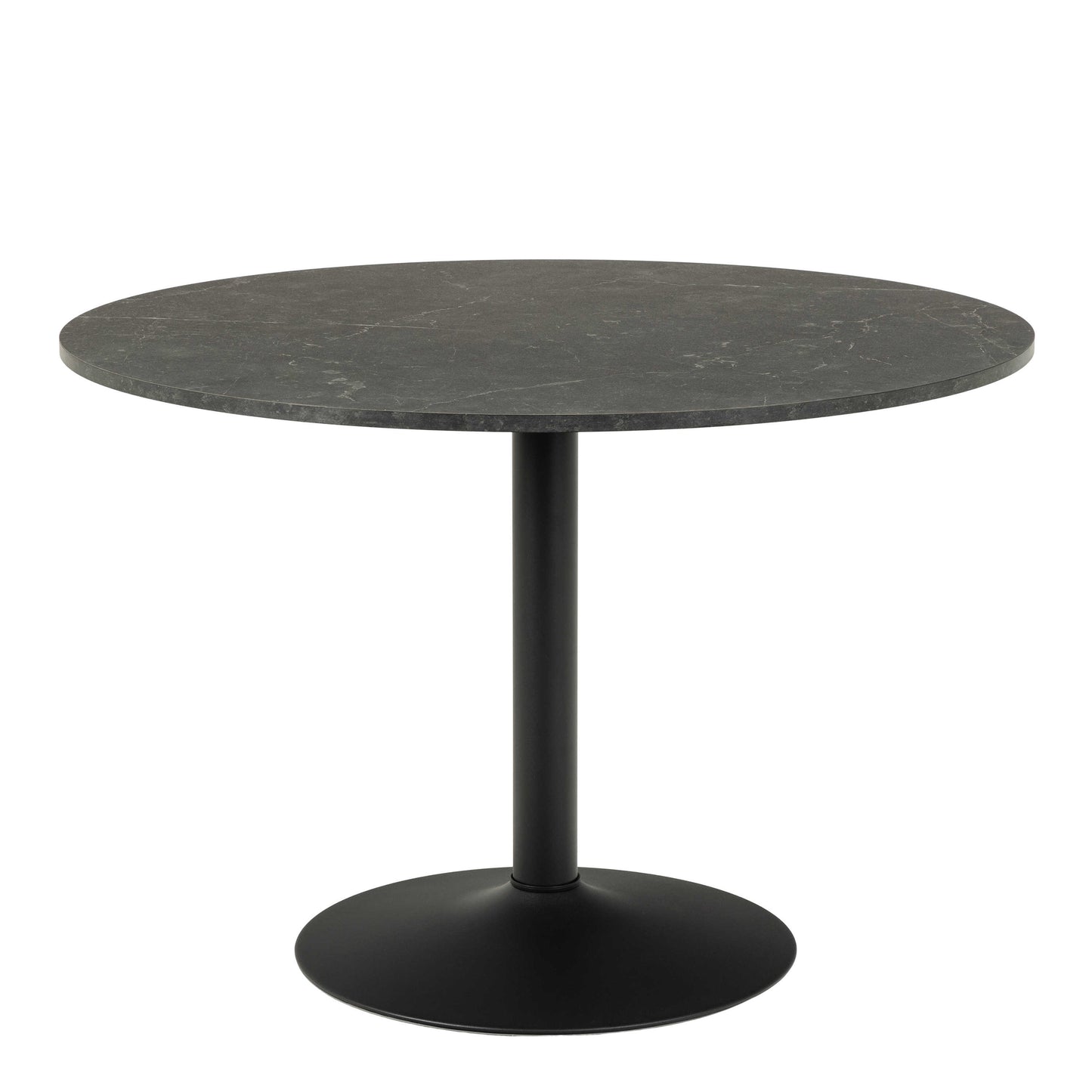 Aars Round Black Marble Effect Dining Table Trumpet Base