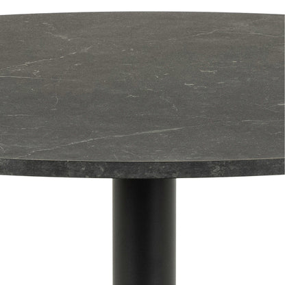 Aars Round Black Marble Effect Dining Table Trumpet Base
