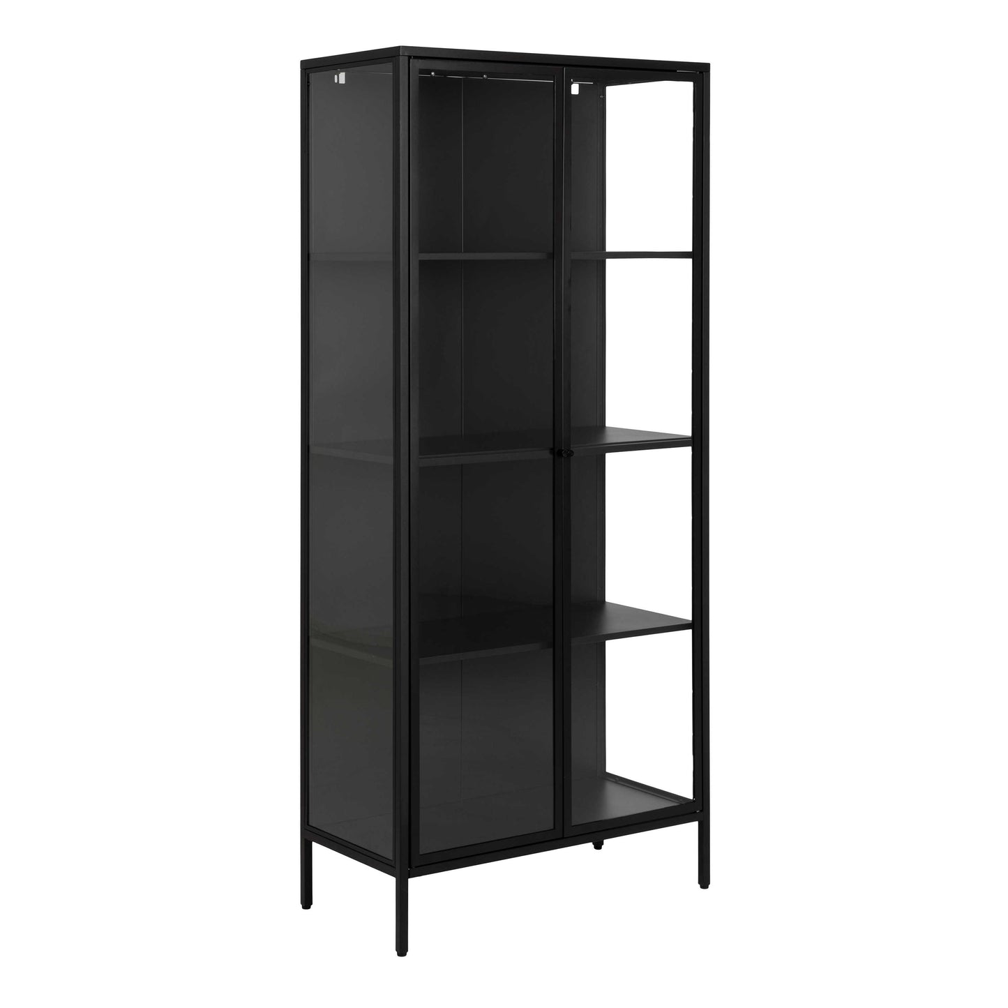 Graz Matt Black Metal Tall Display Cabinet 2 Doors