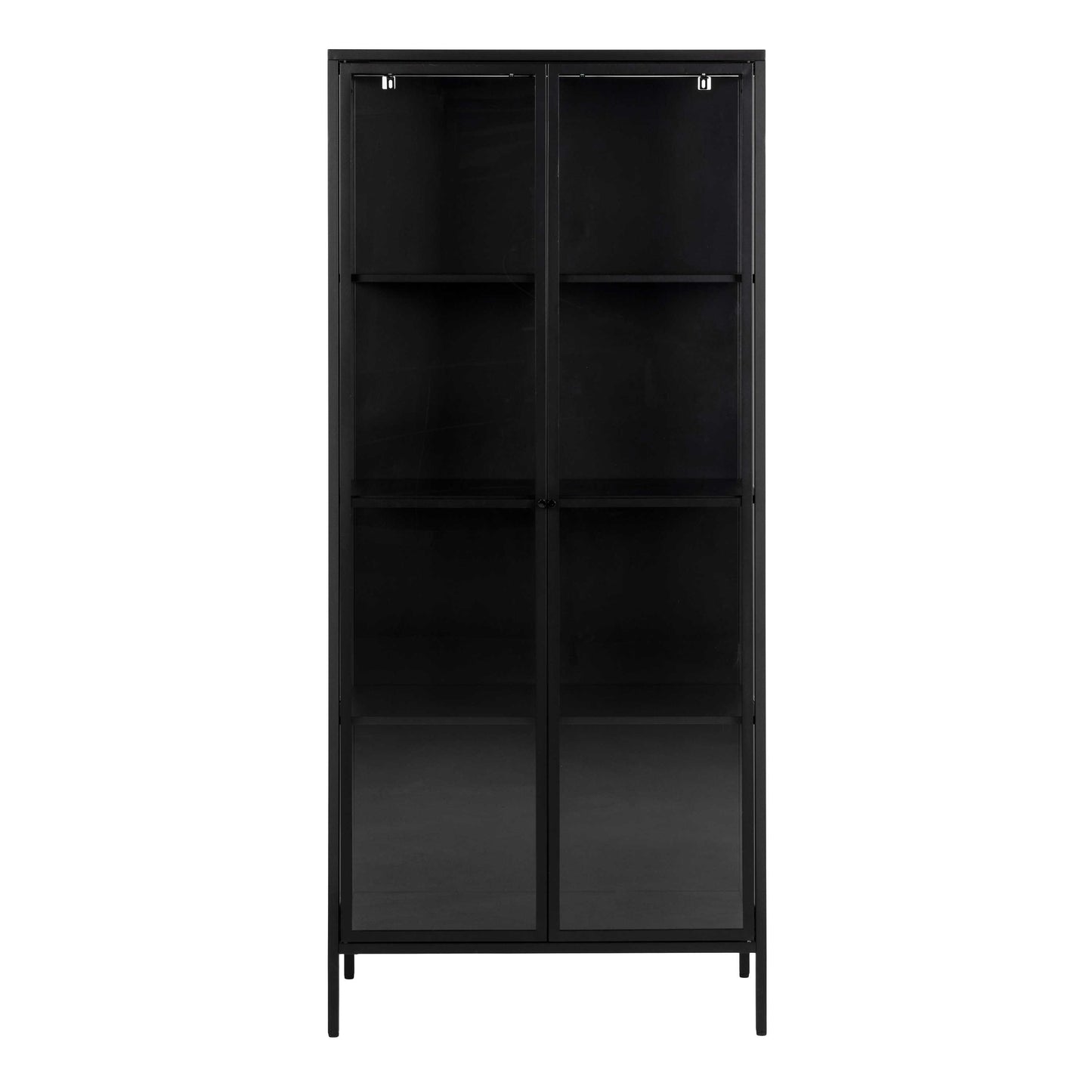 Graz Matt Black Metal Tall Display Cabinet 2 Doors