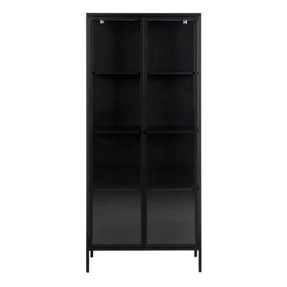 Graz Matt Black Metal Tall Display Cabinet 2 Doors