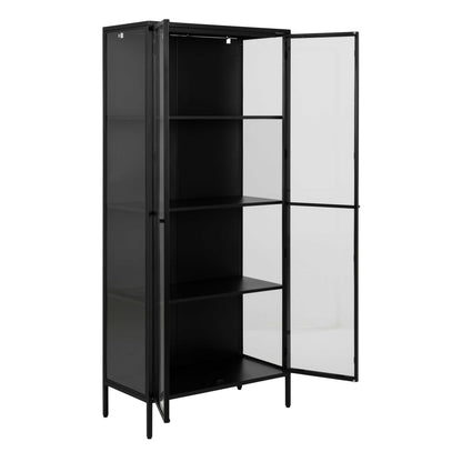 Graz Matt Black Metal Tall Display Cabinet 2 Doors