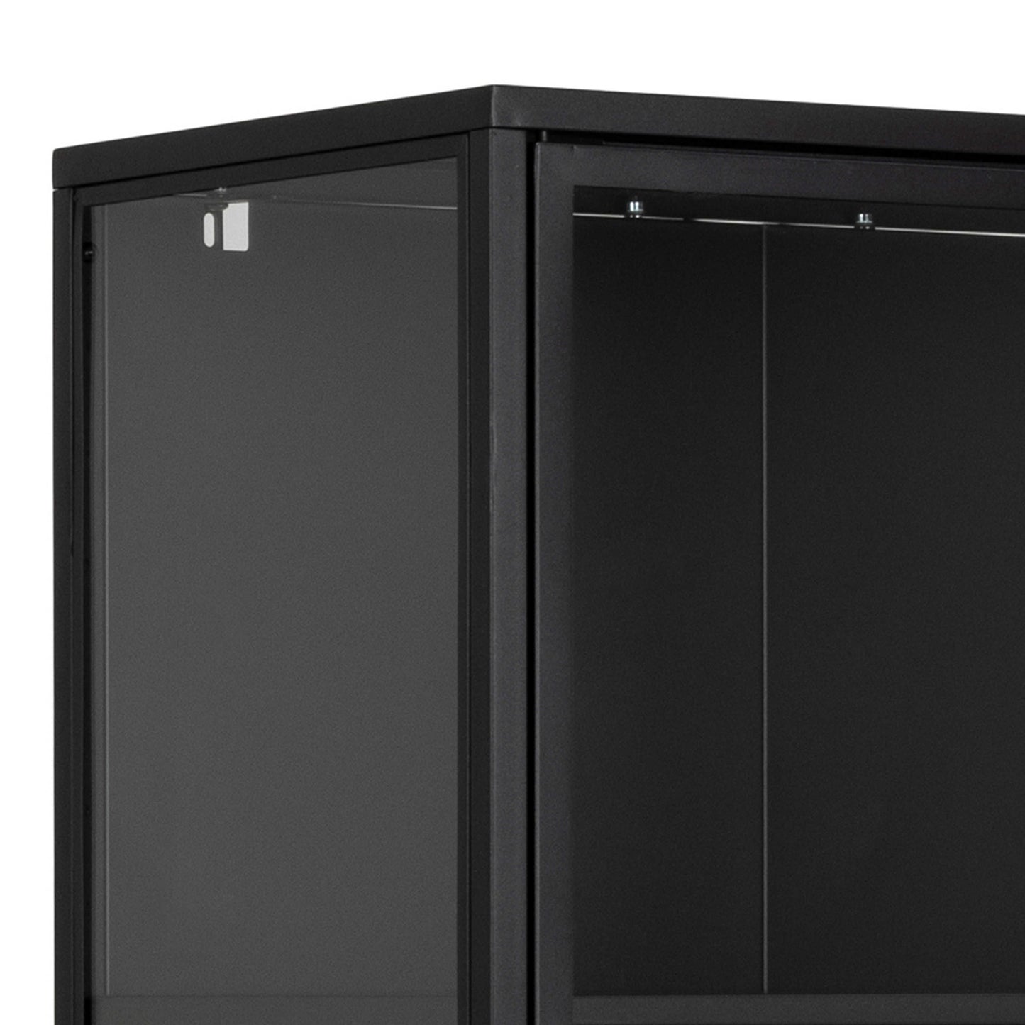 Graz Matt Black Metal Tall Display Cabinet 2 Doors