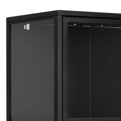 Graz Matt Black Metal Tall Display Cabinet 2 Doors