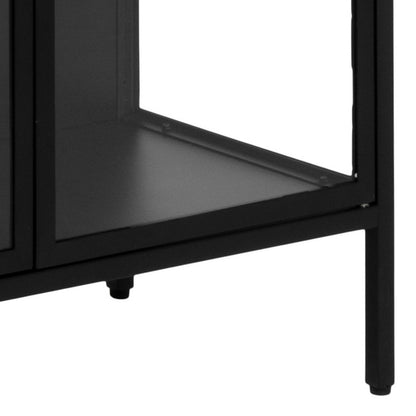 Graz Matt Black Metal Tall Display Cabinet 2 Doors