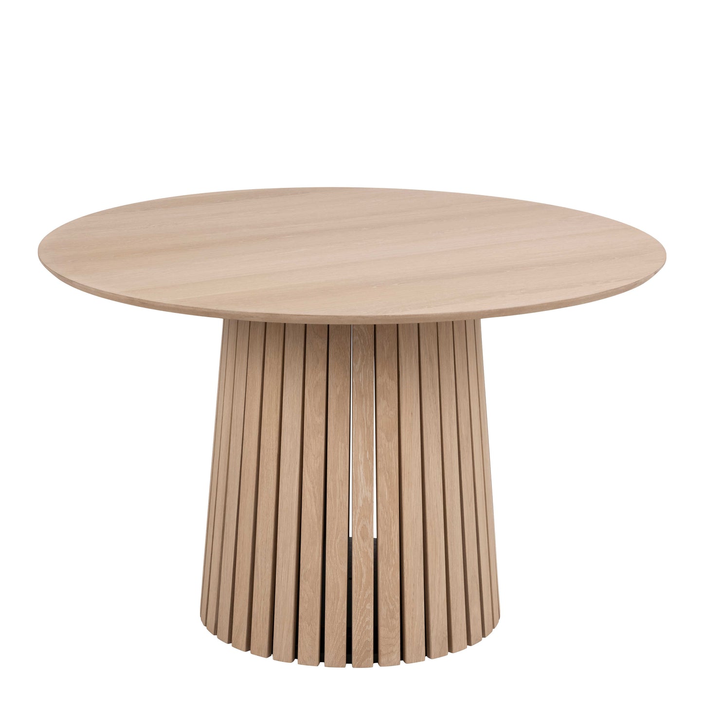 Twillbury White Oak Round Dining Table Slatted Base