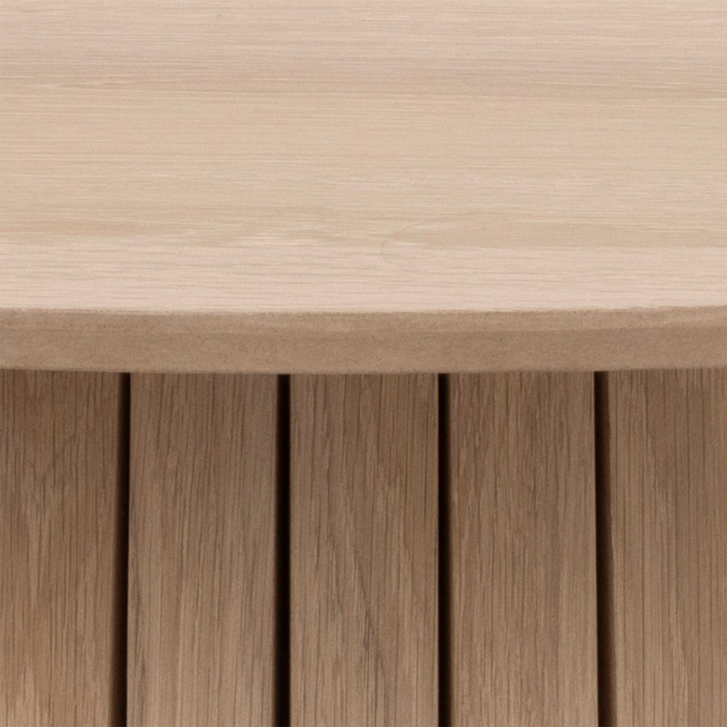 Twillbury White Oak Round Dining Table Slatted Base