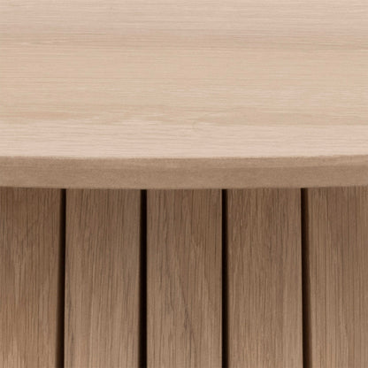 Twillbury White Oak Round Dining Table Slatted Base