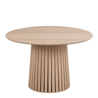 Twillbury White Oak Round Dining Table Slatted Base
