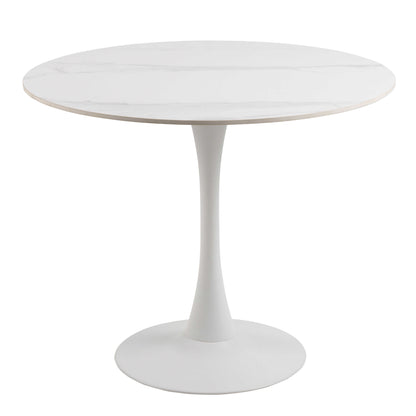 Cloverfern White Ceramic Round Dining Table