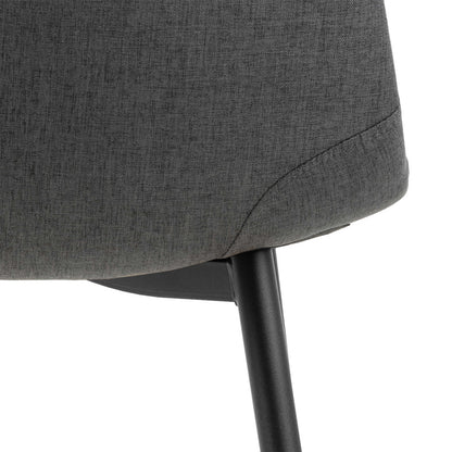 Mombasa Black Ceramic Round Dining Table + 4 Dining Chair in Light Grey