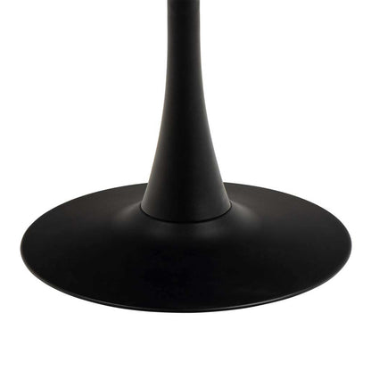 Mombasa Black Ceramic Round Dining Table + 4 Dining Chair in Light Grey