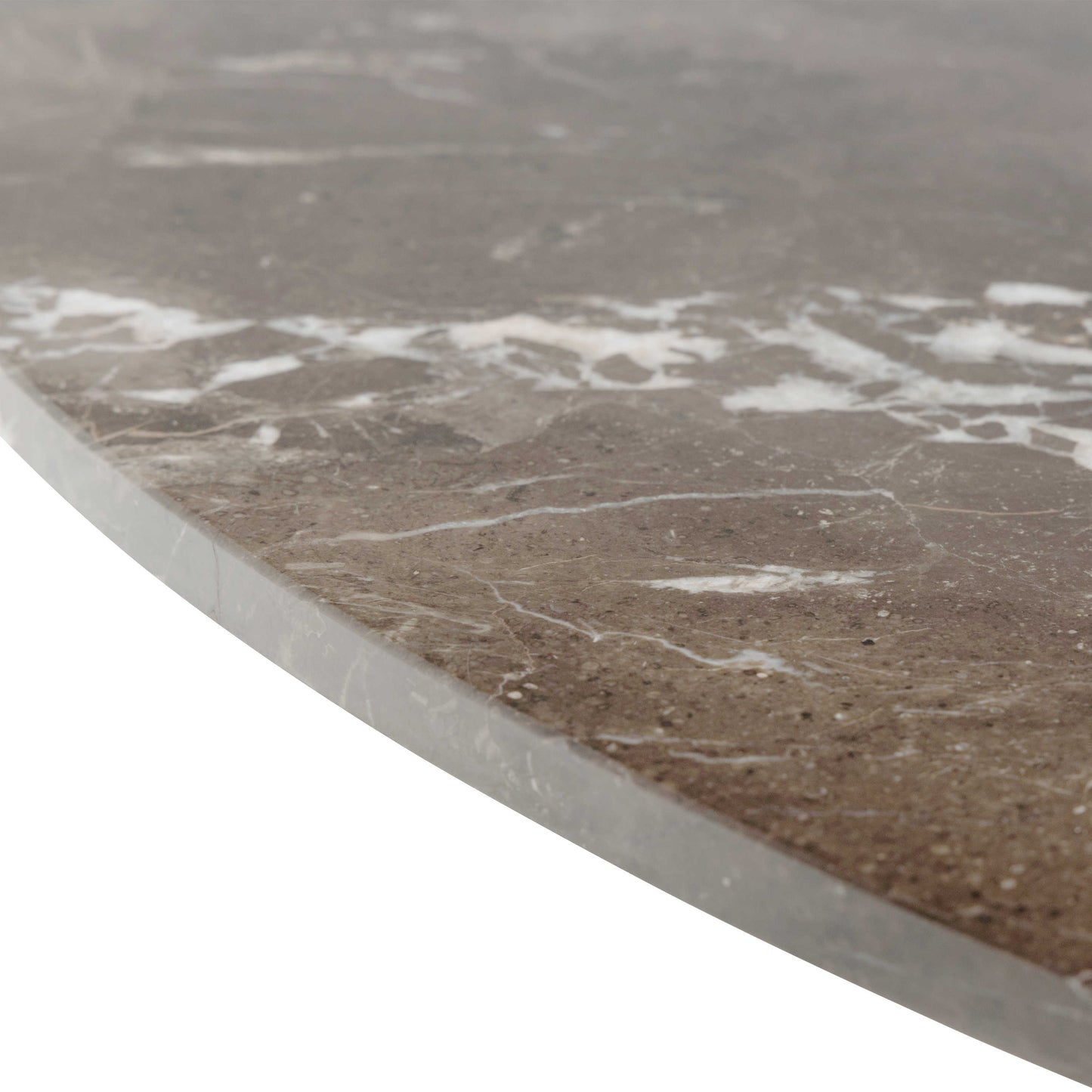 Perth 120cm Brown Polished Marble Round Dining Table Industrial Black Metal Legs