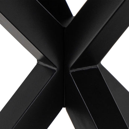 Perth 120cm Brown Polished Marble Round Dining Table Industrial Black Metal Legs