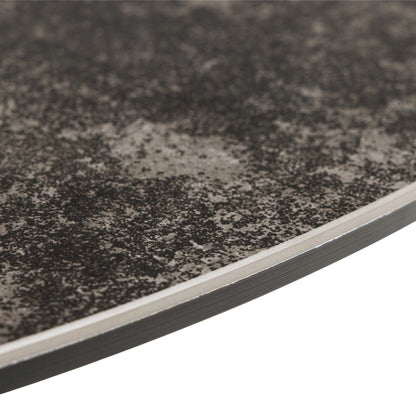 Perth 119cm Black Ceramic Round Dining Table Industrial Black Metal Legs