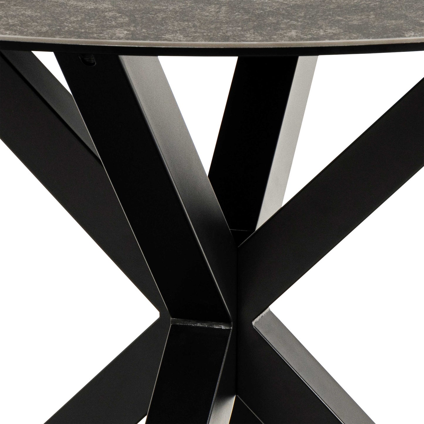 Perth 119cm Black Ceramic Round Dining Table Industrial Black Metal Legs