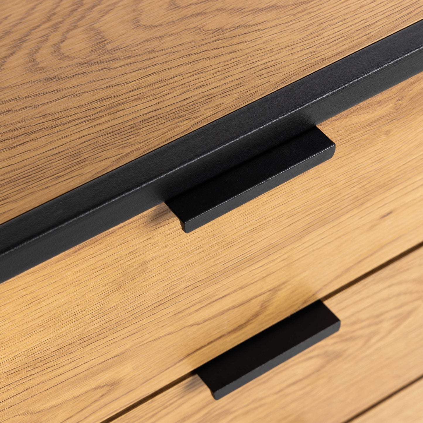 Bologna Black Steel and Wild Oak Bookcase 2 Doors 3 Drawers 3 Open Shelves