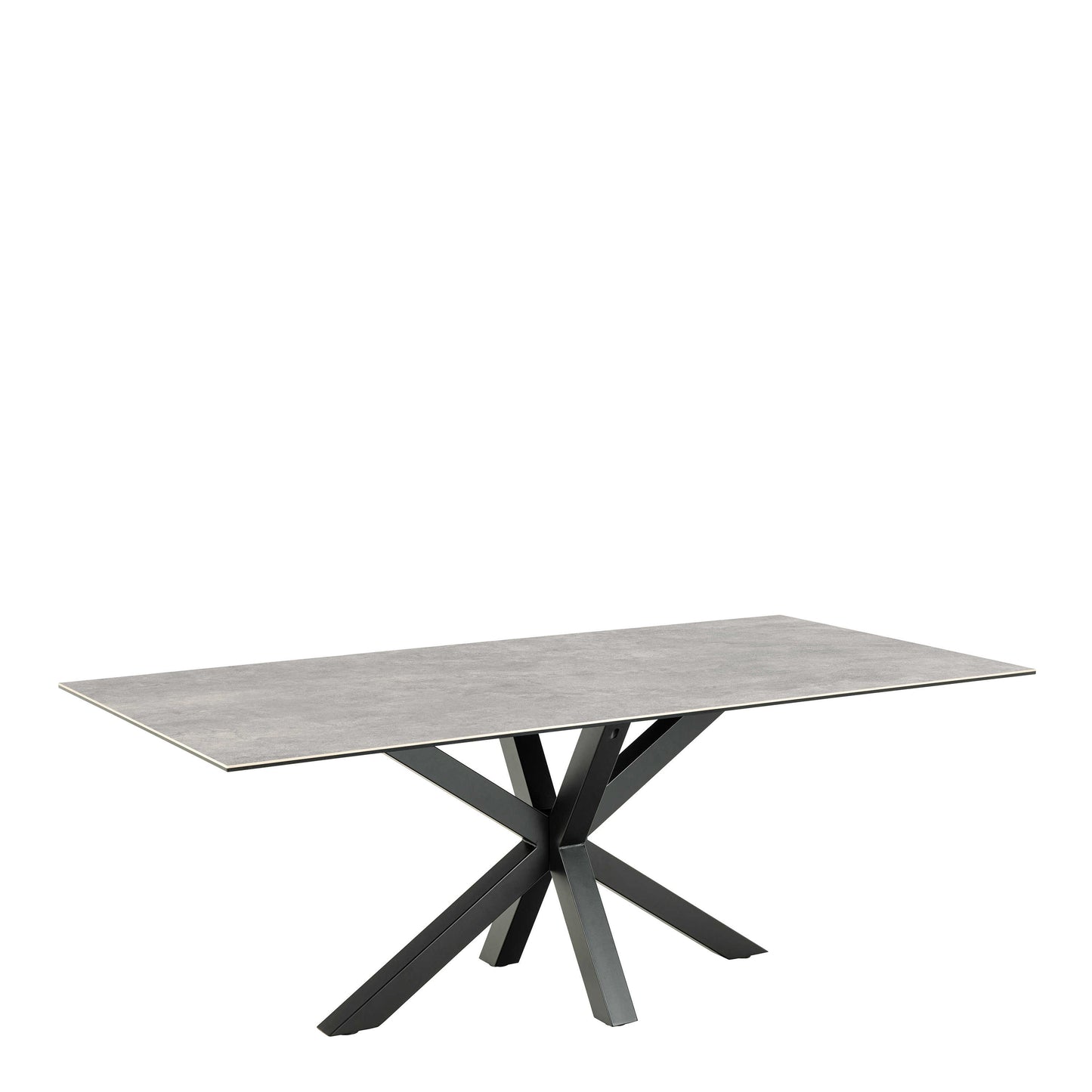 Perth 200cm Grey Ceramic Rectangular Dining Table Industrial Black Metal Legs