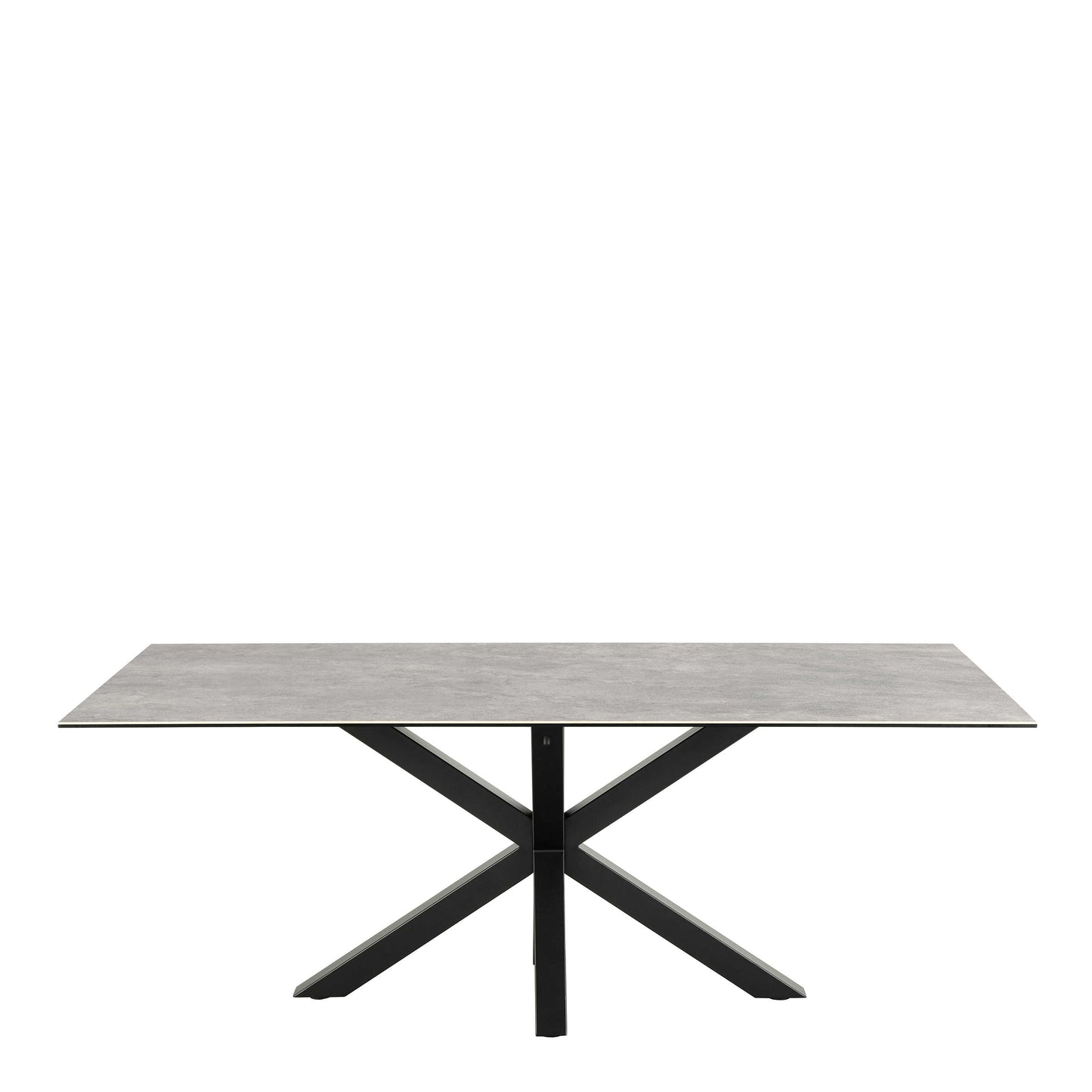 Perth 200cm Grey Ceramic Rectangular Dining Table Industrial Black Metal Legs