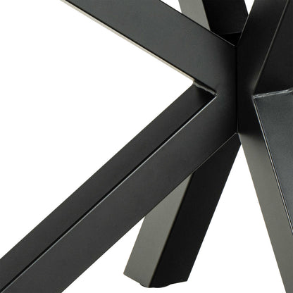 Perth 200cm Grey Ceramic Rectangular Dining Table Industrial Black Metal Legs