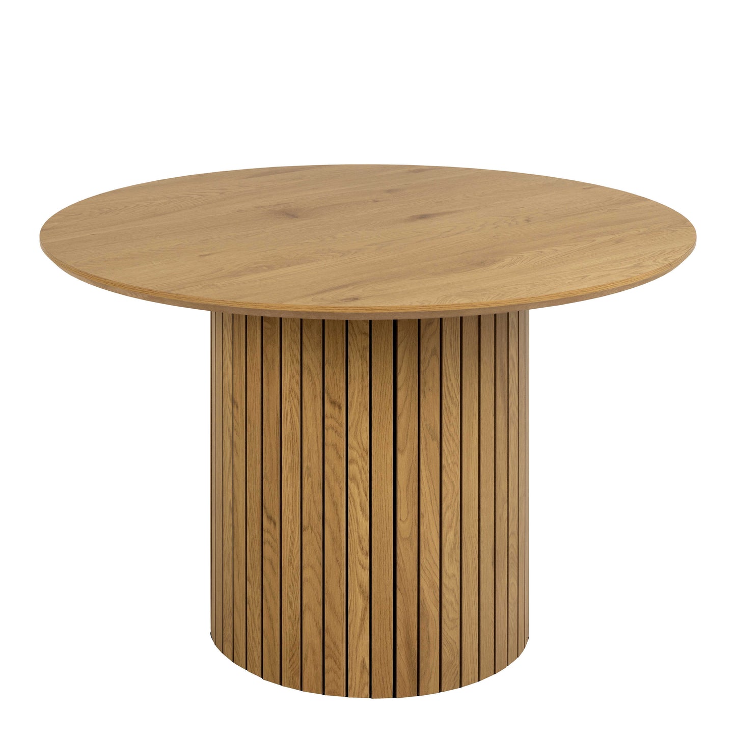 Rome 4 Seater Round Wild Oak Effect Dining Table with Lamella Pillar Base